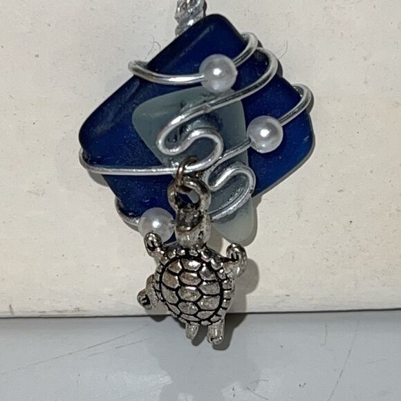 Bundle Sale 3 for $15 | Blue Square with Turtle Pendant - Picture 4 of 9